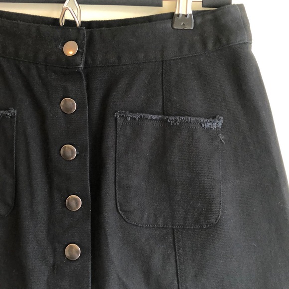 Black Denim Button-front Skirt - Picture 2 of 6